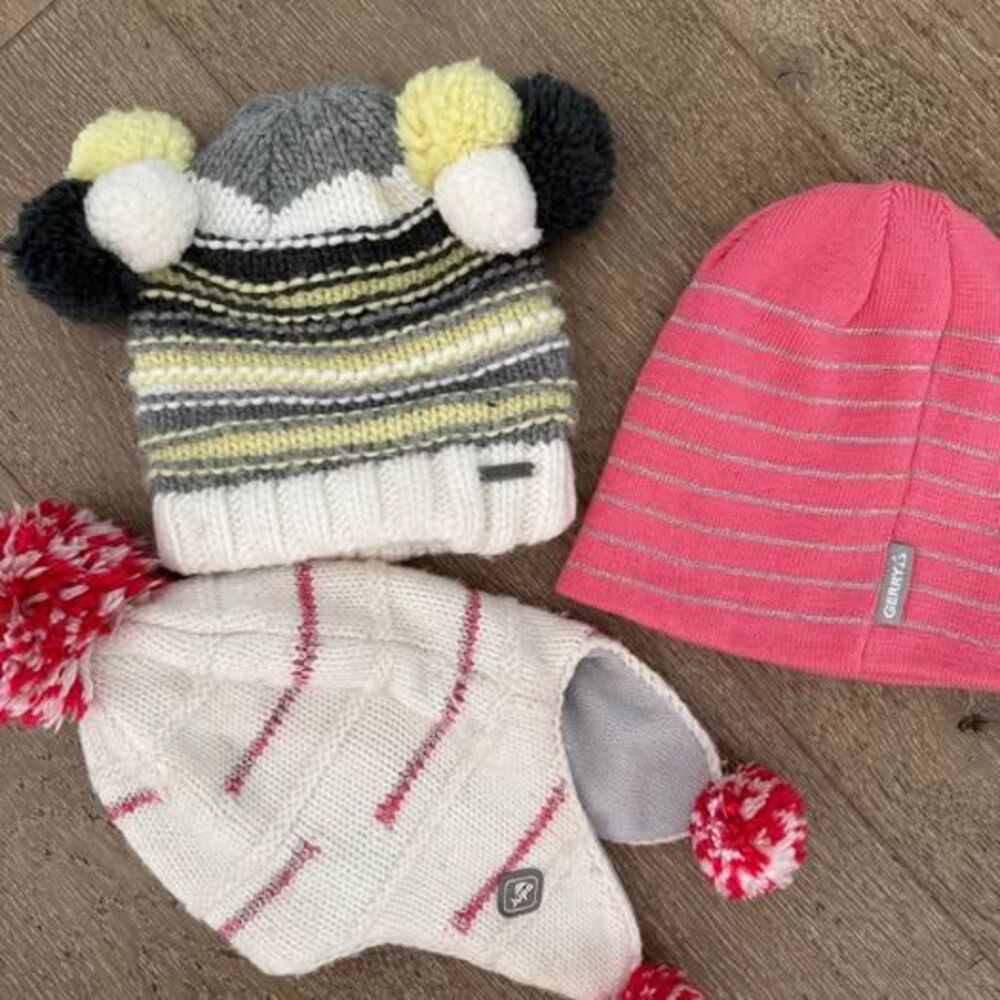 Lot of 3 Baby Toddler Girls Winter Hats Scheels Jupa Gerry Igloo Crochet 2T 4T 6